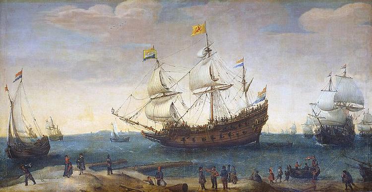 The Mauritius and other East Indiamen, Hendrik Cornelisz. Vroom